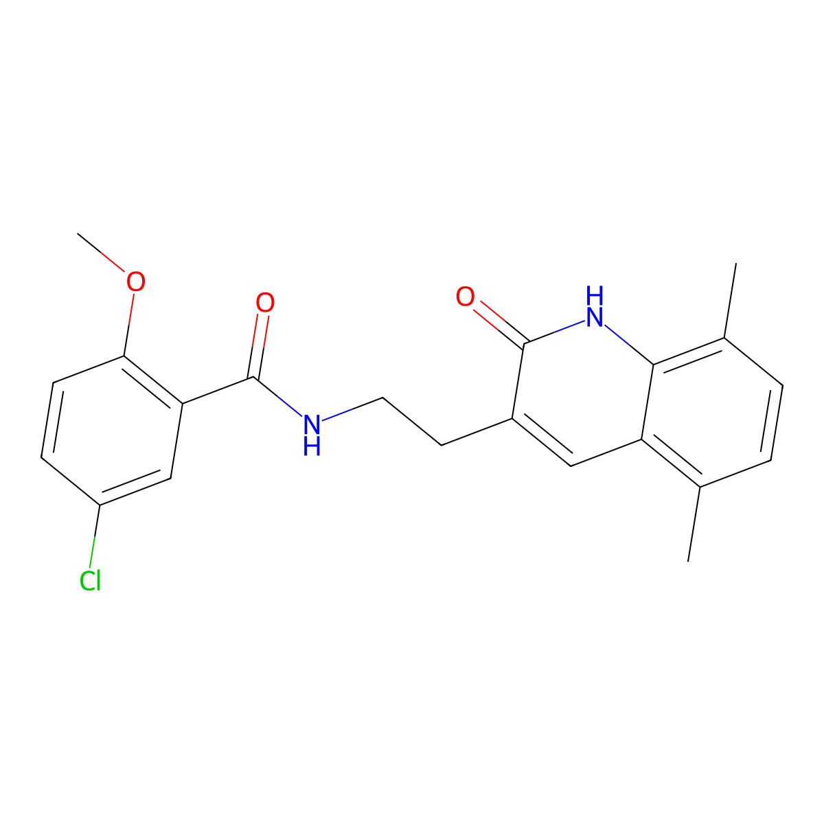 5-chloro-N-[2-(5,8-dimethyl-2-oxo-1H-quinolin-3-yl)ethyl]-2-methoxybenzamide molecular structure, CAS 851406-60-5