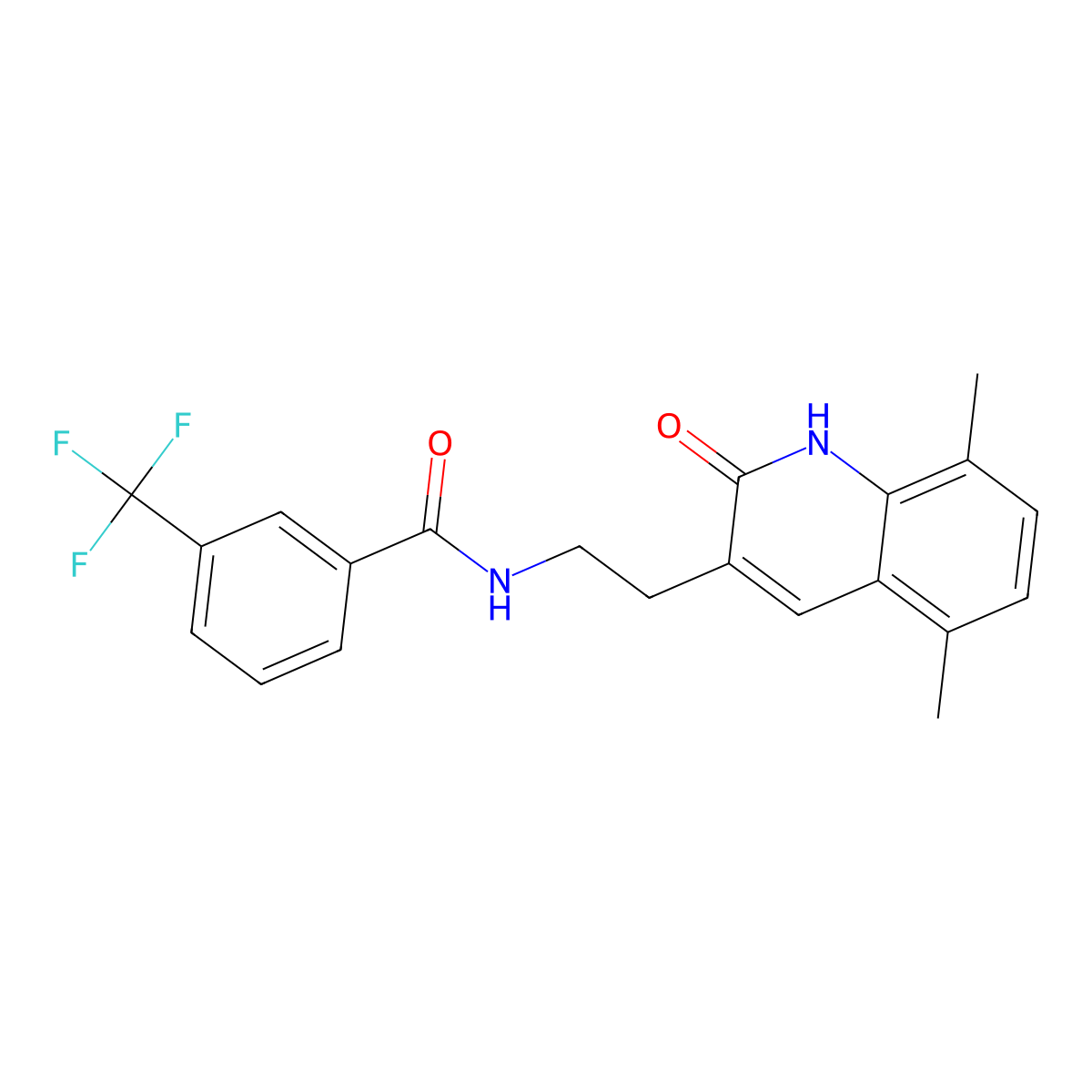 N-(2-(5,8-dimethyl-2-oxo-1,2-dihydroquinolin-3-yl)ethyl)-3-(trifluoromethyl)benzamide molecular structure, CAS 851406-65-0