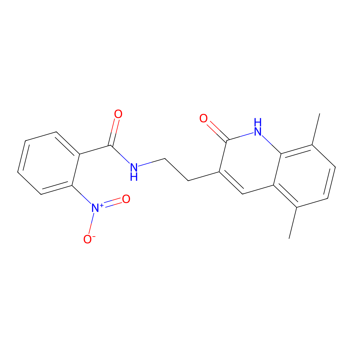 N-(2-(5,8-dimethyl-2-oxo-1,2-dihydroquinolin-3-yl)ethyl)-2-nitrobenzamide molecular structure, CAS 851406-76-3