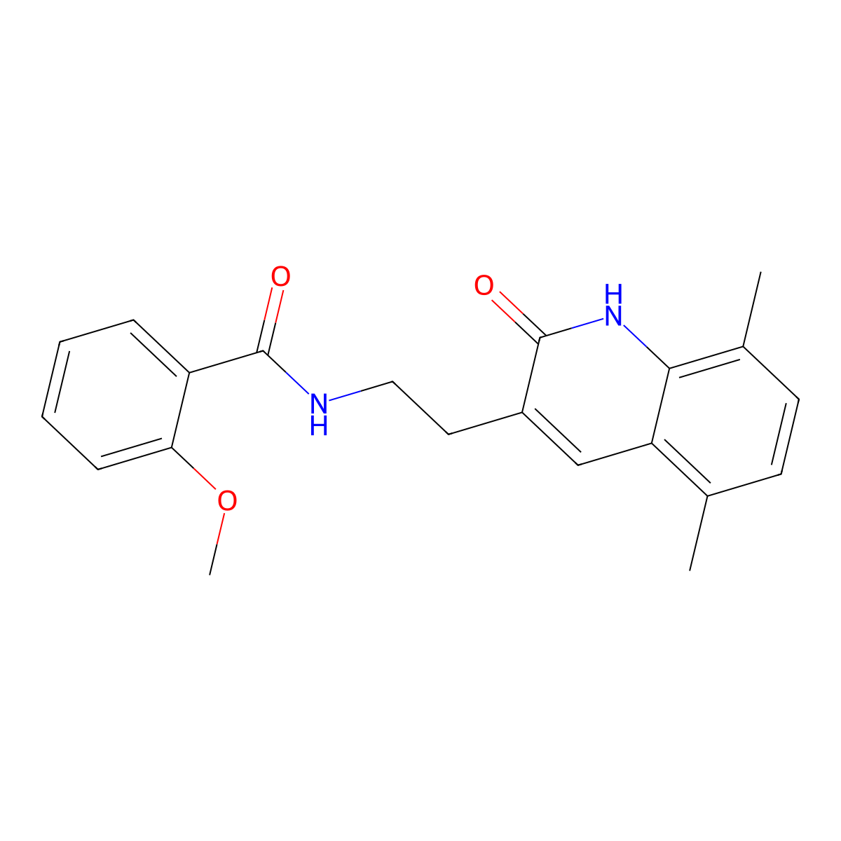 N-(2-(5,8-dimethyl-2-oxo-1,2-dihydroquinolin-3-yl)ethyl)-2-methoxybenzamide molecular structure, CAS 851406-77-4