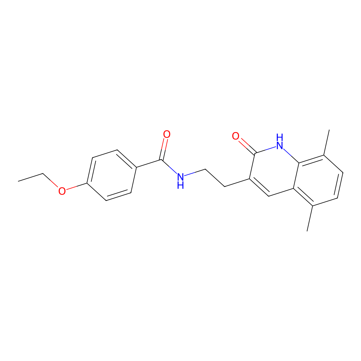 N-(2-(5,8-dimethyl-2-oxo-1,2-dihydroquinolin-3-yl)ethyl)-4-ethoxybenzamide molecular structure, CAS 851406-84-3