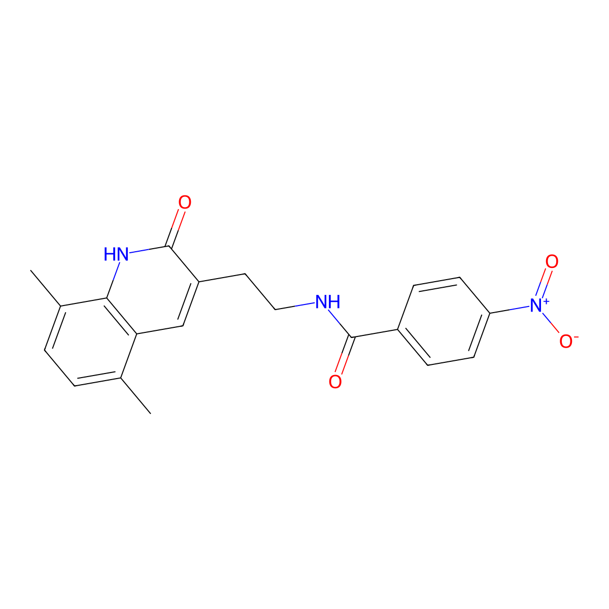 N-[2-(5,8-dimethyl-2-oxo-1H-quinolin-3-yl)ethyl]-4-nitrobenzamide molecular structure, CAS 851406-85-4
