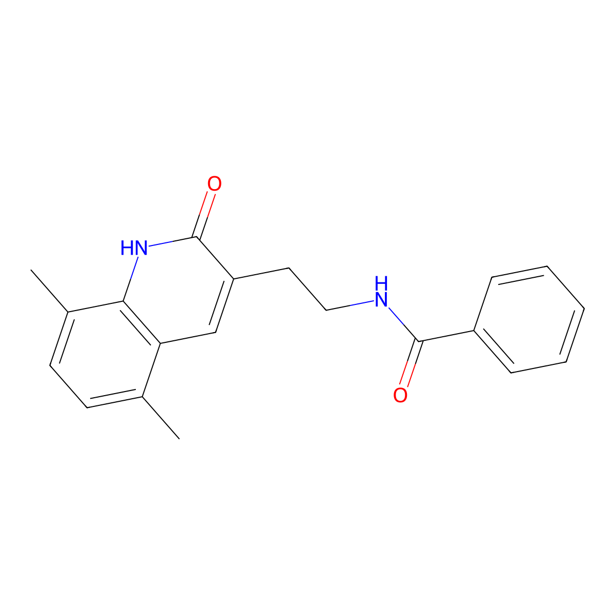 N-(2-(5,8-dimethyl-2-oxo-1,2-dihydroquinolin-3-yl)ethyl)benzamide molecular structure, CAS 851406-87-6