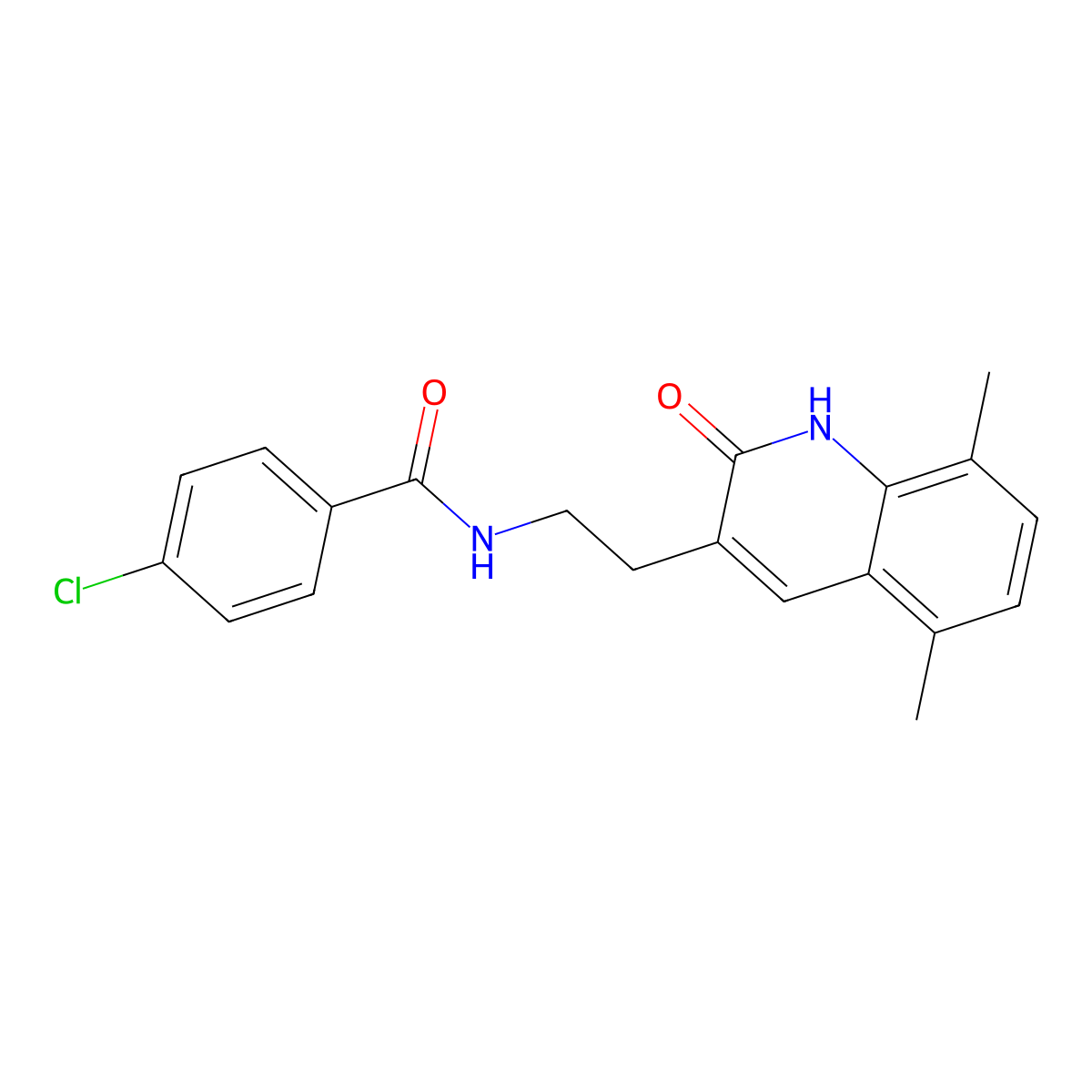4-chloro-N-(2-(5,8-dimethyl-2-oxo-1,2-dihydroquinolin-3-yl)ethyl)benzamide molecular structure, CAS 851406-90-1