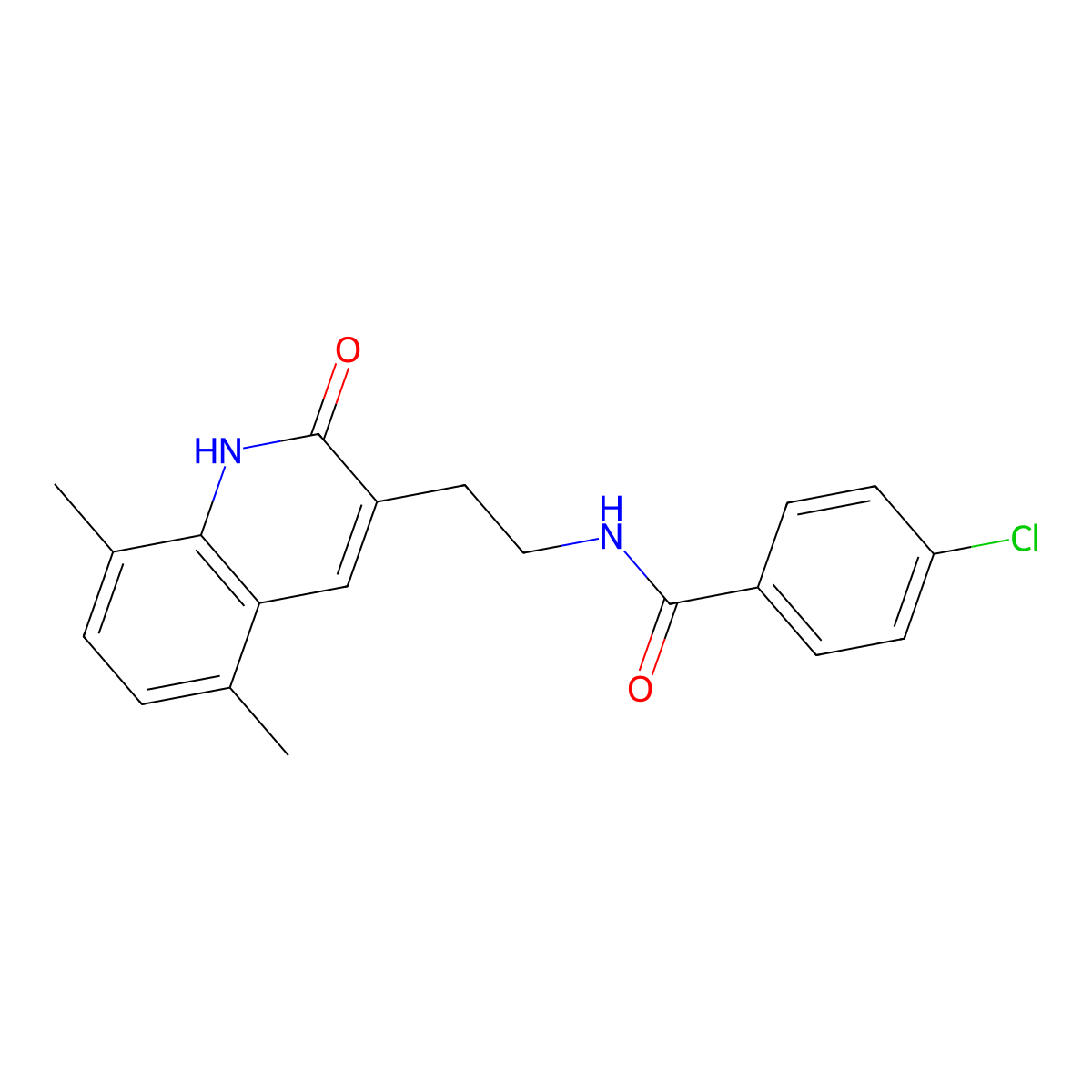 4-chloro-N-(2-(5,8-dimethyl-2-oxo-1,2-dihydroquinolin-3-yl)ethyl)benzamide molecular structure, CAS 851406-90-1