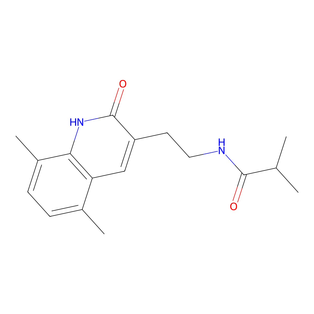 N-(2-(5,8-dimethyl-2-oxo-1,2-dihydroquinolin-3-yl)ethyl)isobutyramide molecular structure, CAS 851406-91-2