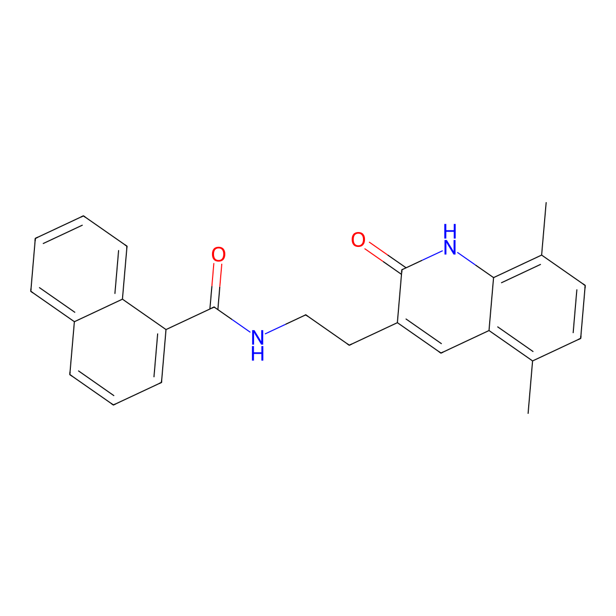 N-[2-(5,8-dimethyl-2-oxo-1H-quinolin-3-yl)ethyl]naphthalene-1-carboxamide molecular structure, CAS 851406-92-3