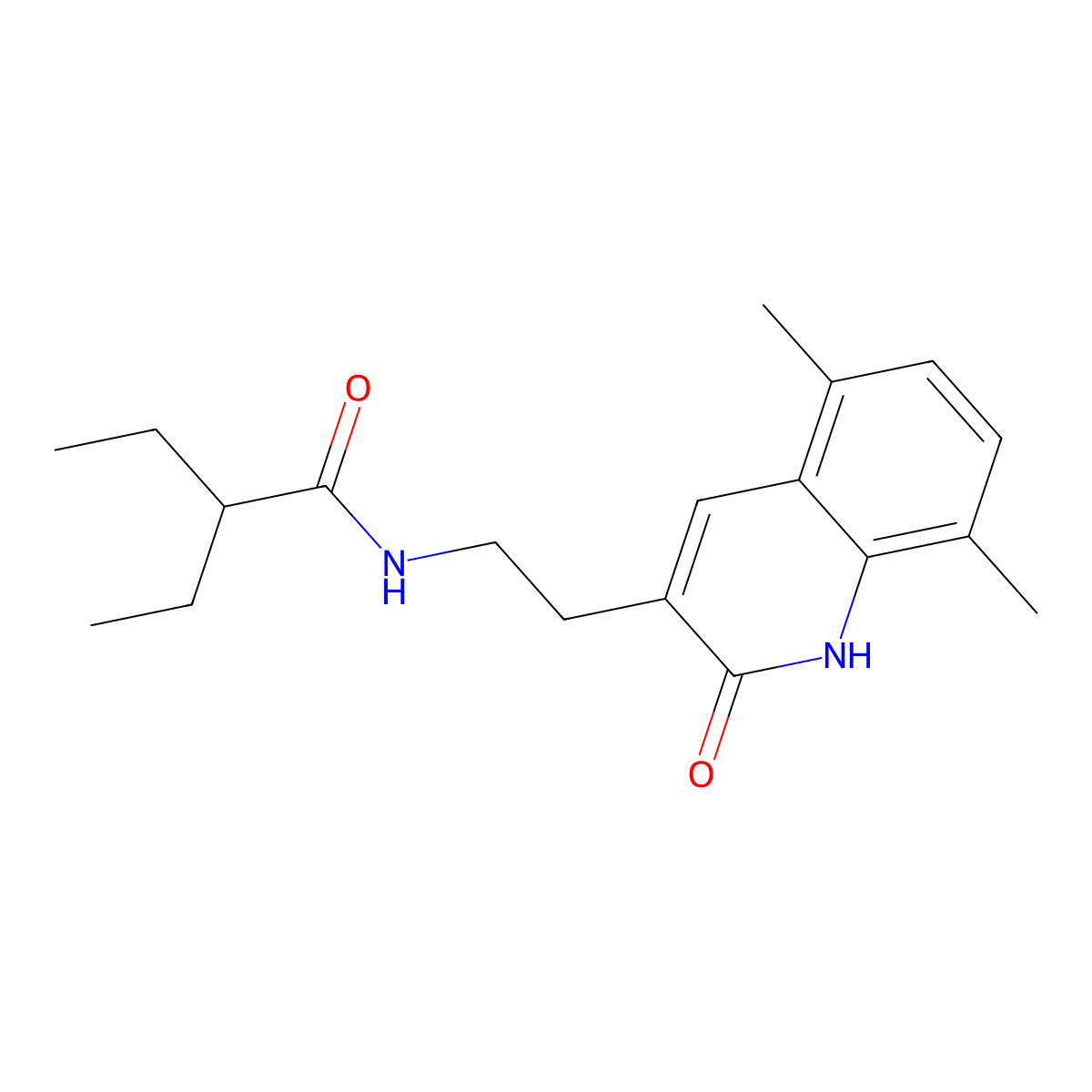 N-(2-(5,8-dimethyl-2-oxo-1,2-dihydroquinolin-3-yl)ethyl)-2-ethylbutanamide molecular structure, CAS 851406-94-5