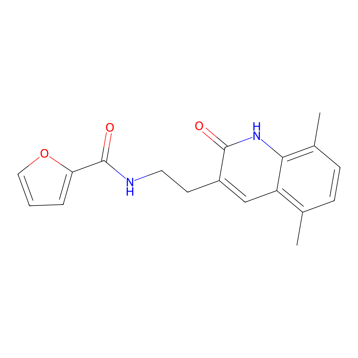 N-(2-(5,8-dimethyl-2-oxo-1,2-dihydroquinolin-3-yl)ethyl)furan-2-carboxamide molecular structure, CAS 851406-95-6