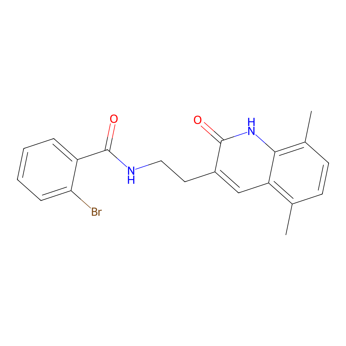 2-bromo-N-(2-(5,8-dimethyl-2-oxo-1,2-dihydroquinolin-3-yl)ethyl)benzamide molecular structure, CAS 851406-96-7