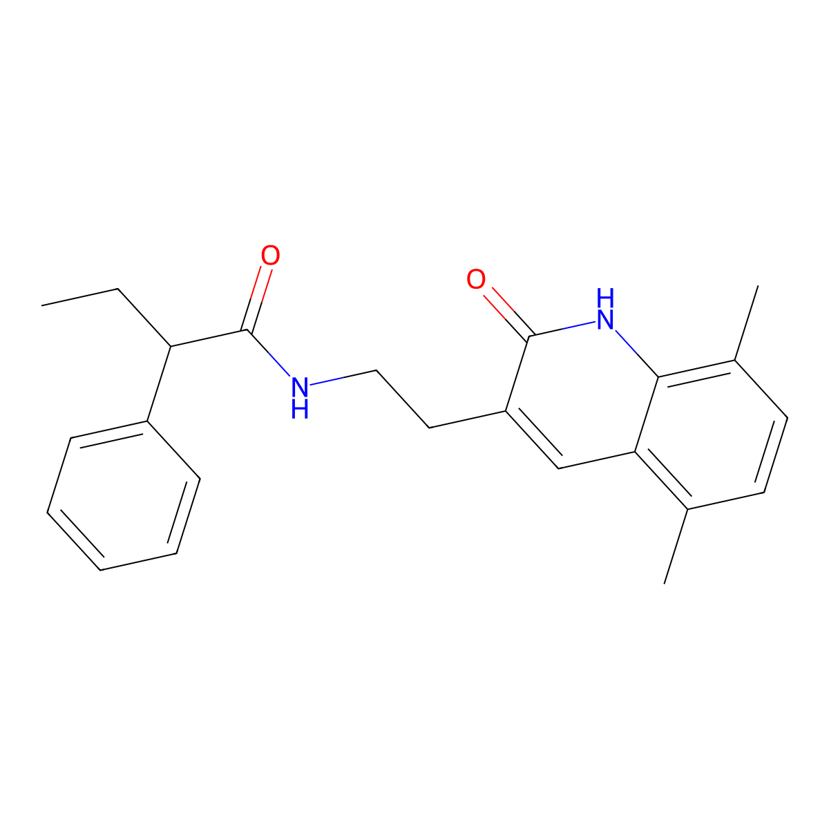 N-(2-(5,8-dimethyl-2-oxo-1,2-dihydroquinolin-3-yl)ethyl)-2-phenylbutanamide molecular structure, CAS 851406-98-9