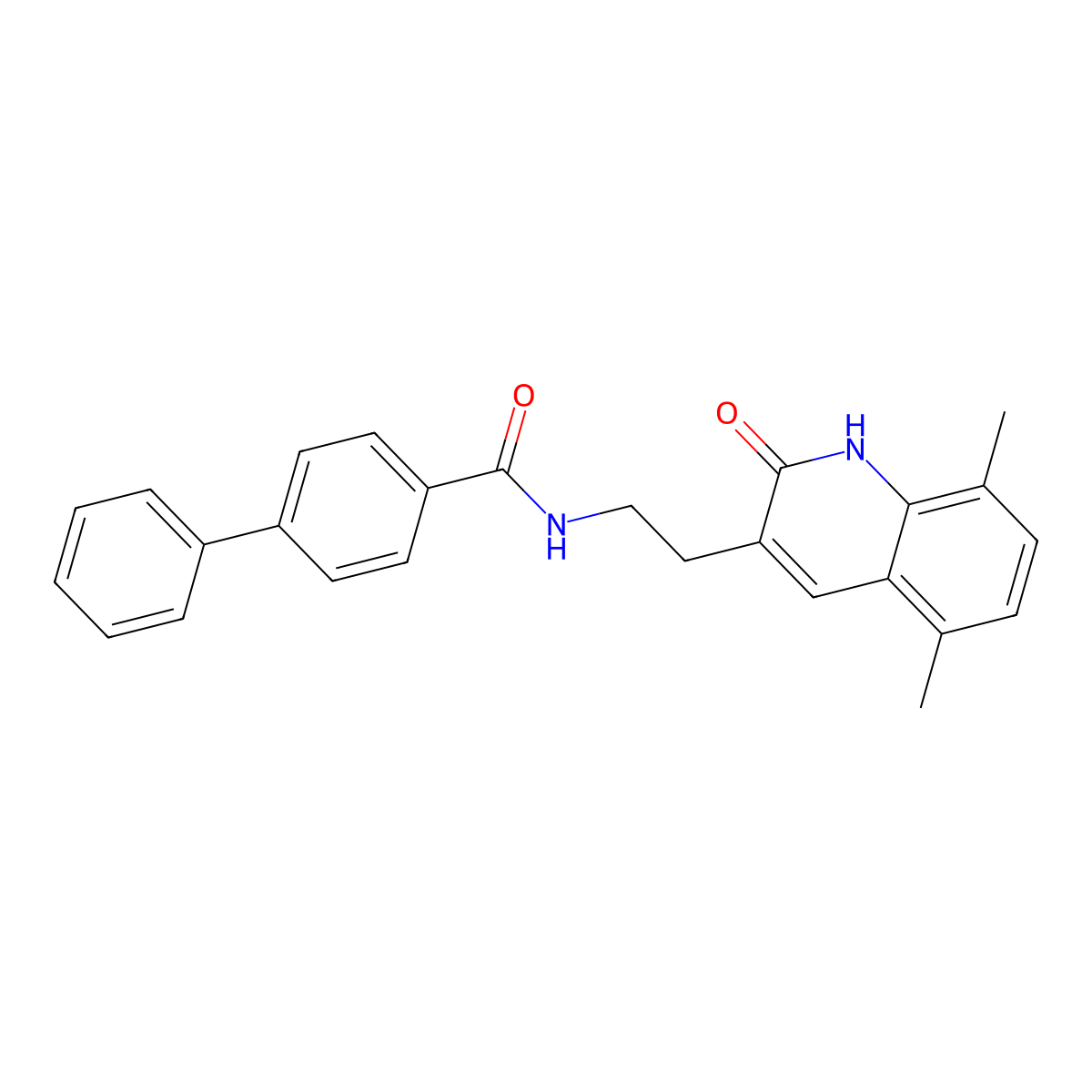 N-(2-(5,8-dimethyl-2-oxo-1,2-dihydroquinolin-3-yl)ethyl)-[1,1'-biphenyl]-4-carboxamide molecular structure, CAS 851407-01-7