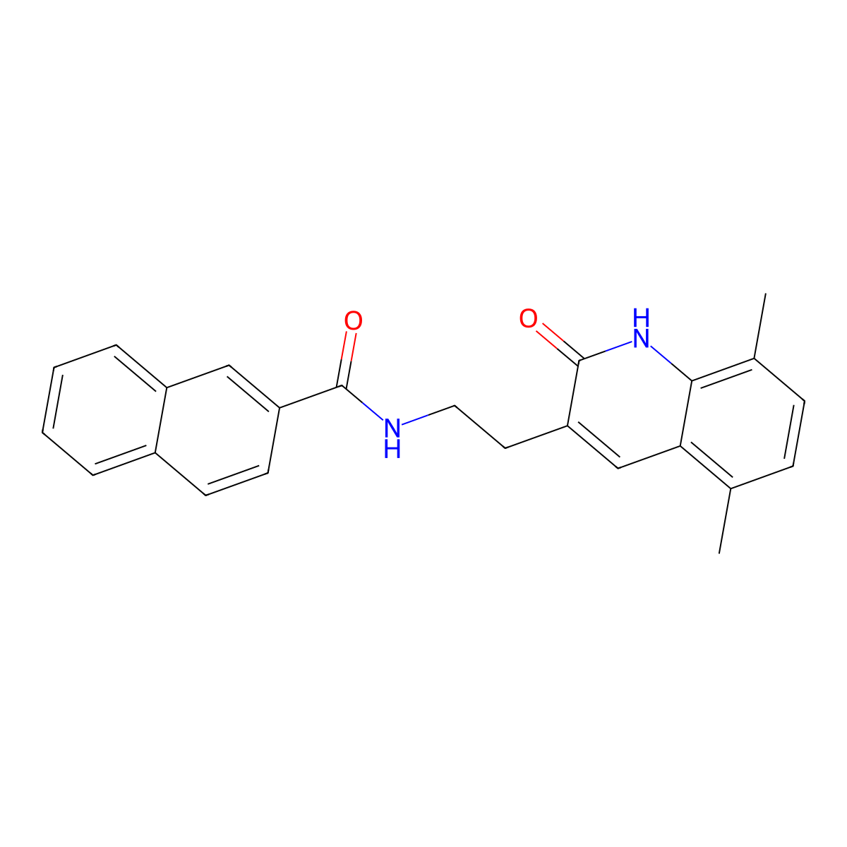 N-[2-(5,8-dimethyl-2-oxo-1H-quinolin-3-yl)ethyl]naphthalene-2-carboxamide molecular structure, CAS 851407-03-9