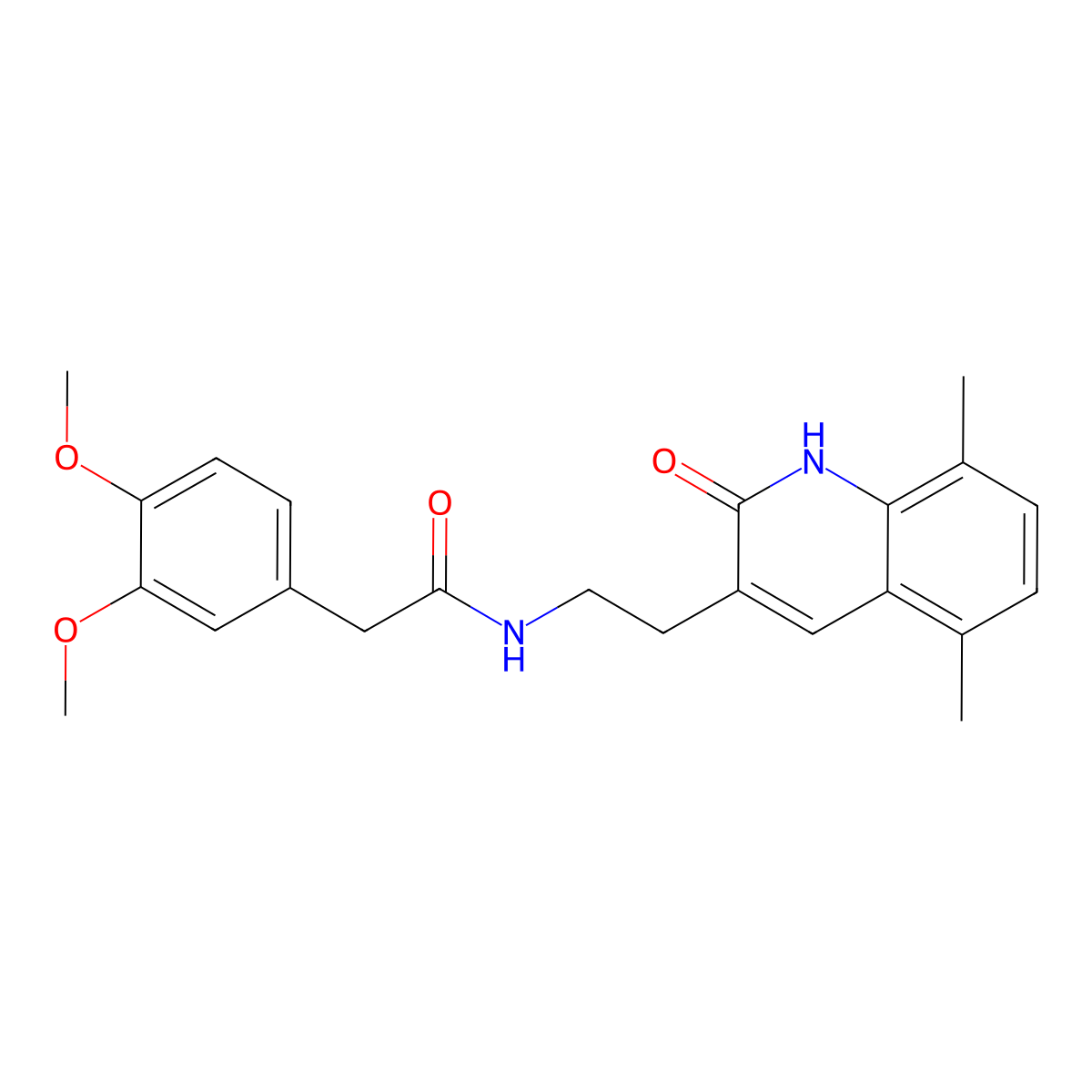 2-(3,4-dimethoxyphenyl)-N-[2-(5,8-dimethyl-2-oxo-1H-quinolin-3-yl)ethyl]acetamide molecular structure, CAS 851407-04-0