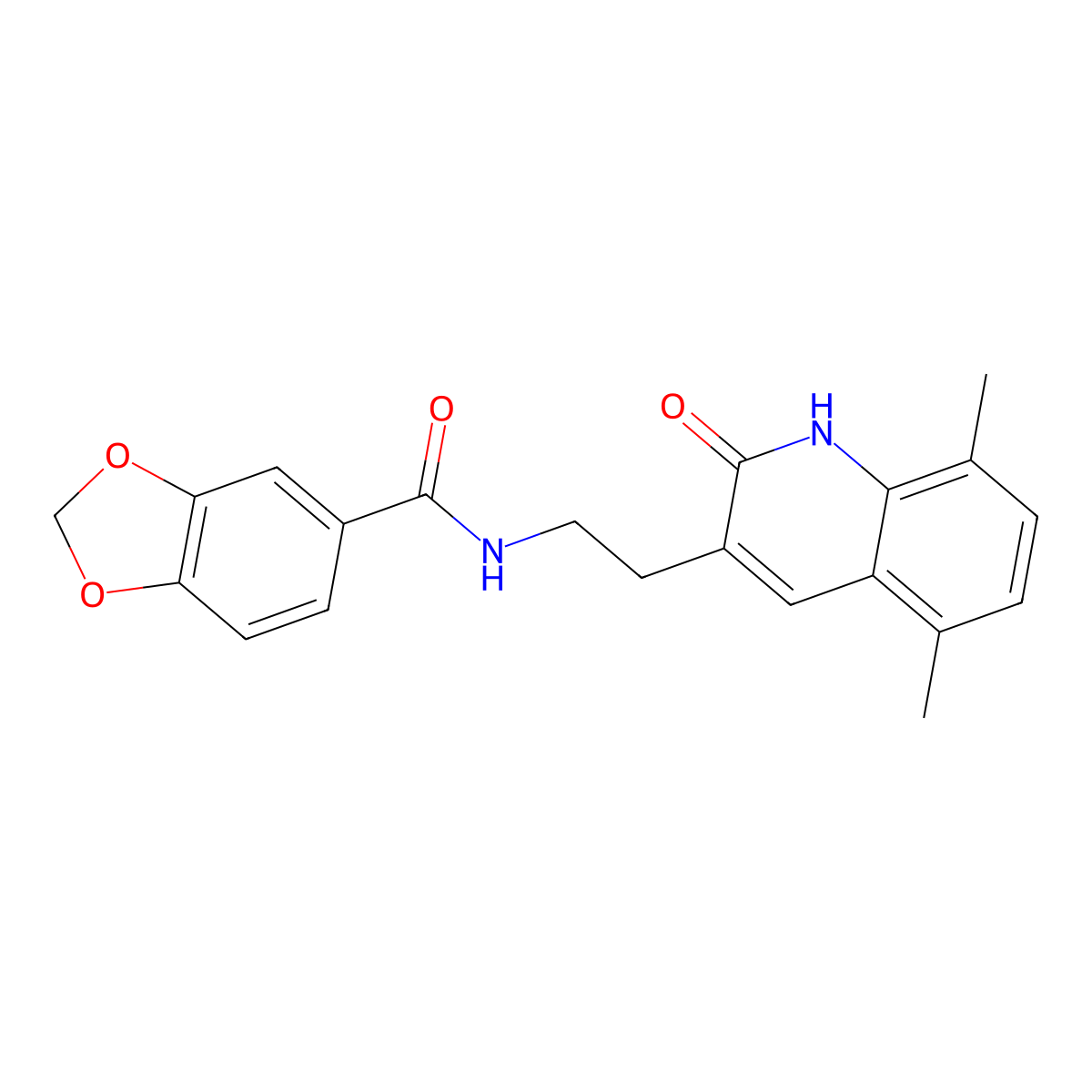 N-(2-(5,8-dimethyl-2-oxo-1,2-dihydroquinolin-3-yl)ethyl)benzo[d][1,3]dioxole-5-carboxamide molecular structure, CAS 851407-05-1