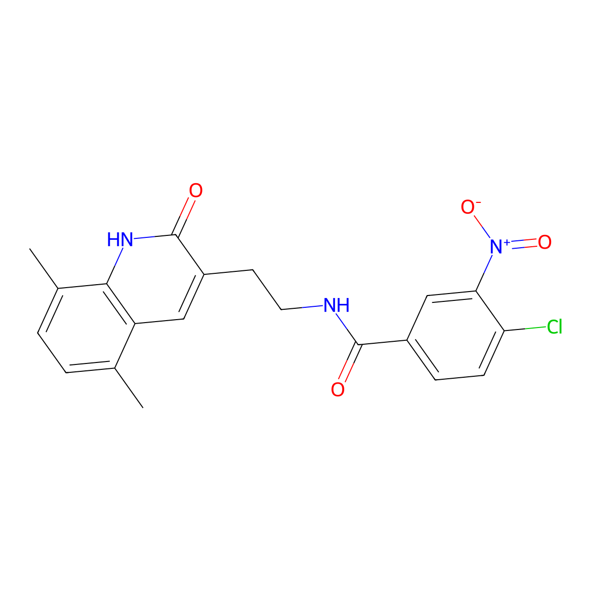 4-chloro-N-[2-(5,8-dimethyl-2-oxo-1H-quinolin-3-yl)ethyl]-3-nitrobenzamide molecular structure, CAS 851407-09-5
