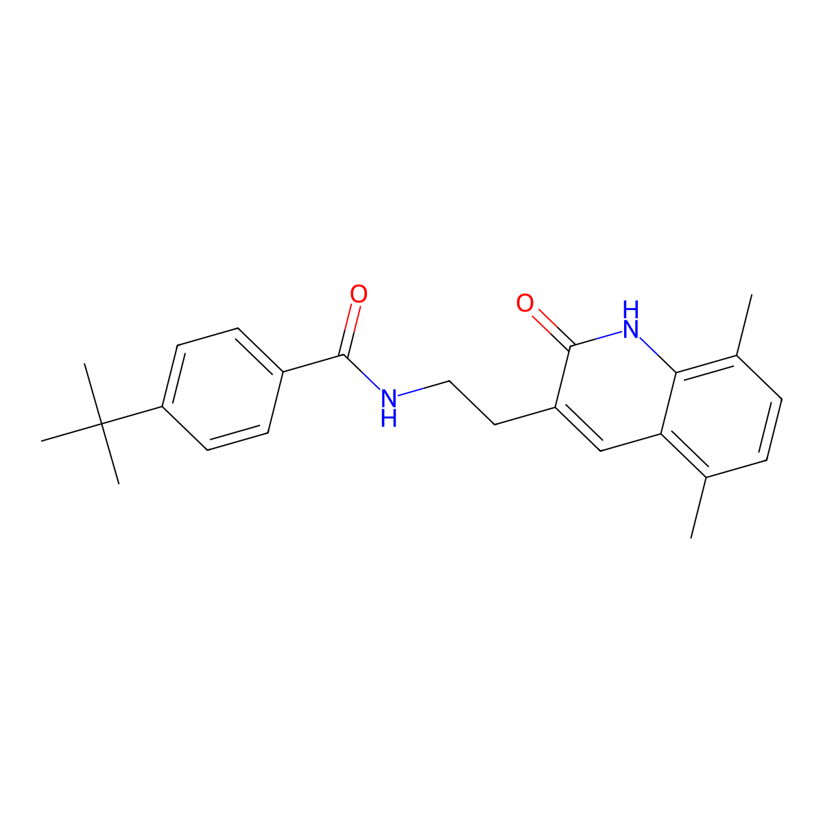 4-(tert-butyl)-N-(2-(5,8-dimethyl-2-oxo-1,2-dihydroquinolin-3-yl)ethyl)benzamide molecular structure, CAS 851407-10-8