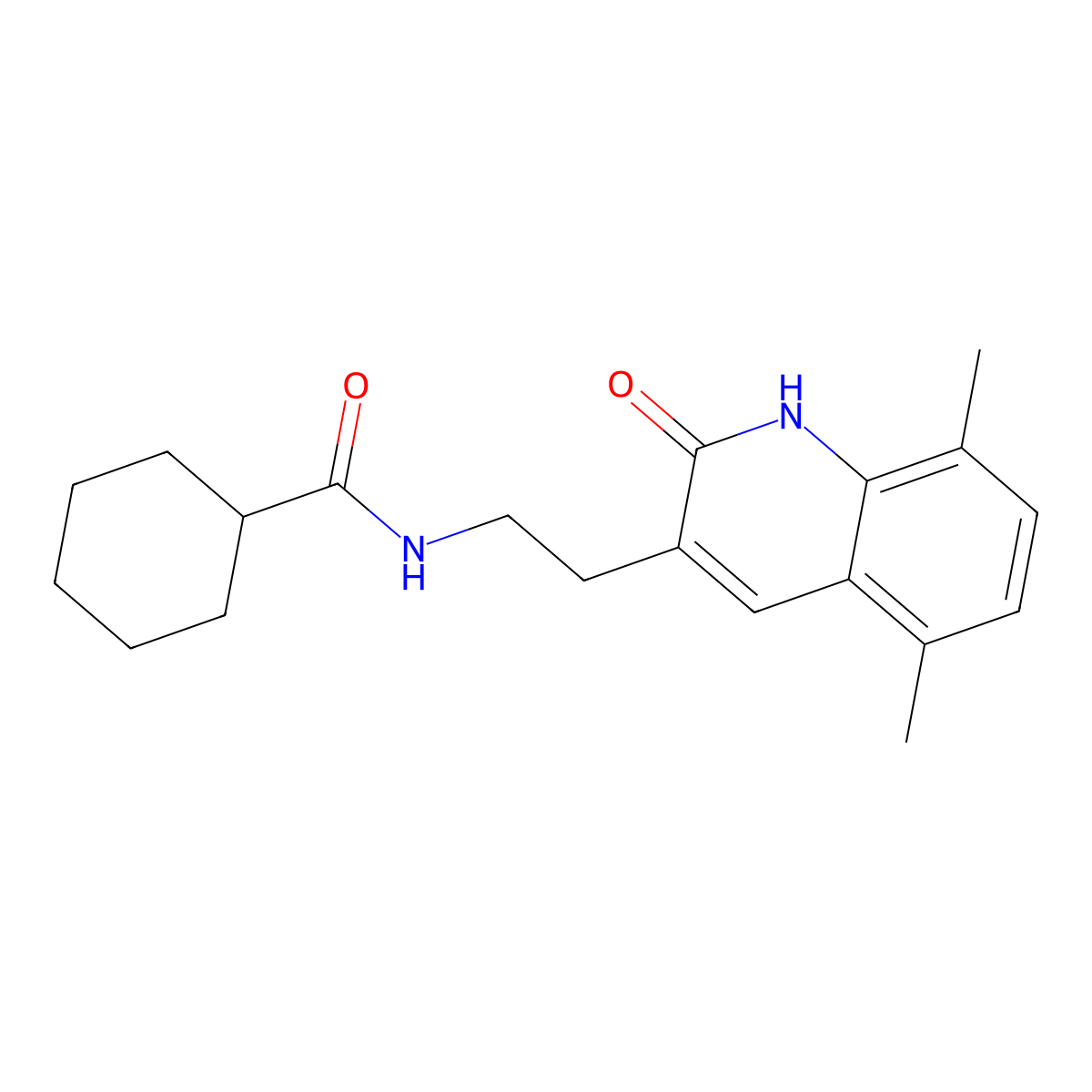 N-[2-(5,8-dimethyl-2-oxo-1H-quinolin-3-yl)ethyl]cyclohexanecarboxamide molecular structure, CAS 851407-11-9