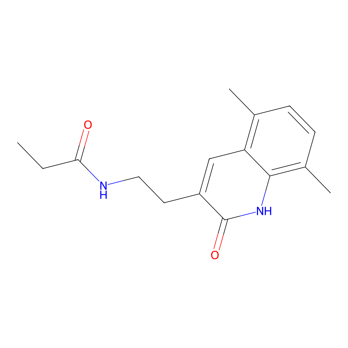 N-[2-(5,8-dimethyl-2-oxo-1H-quinolin-3-yl)ethyl]propanamide molecular structure, CAS 851407-18-6