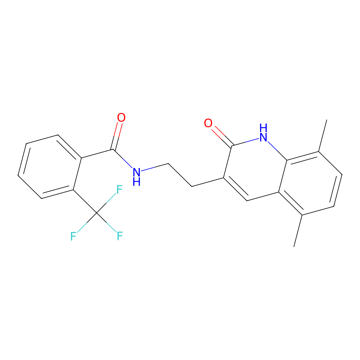 N-[2-(5,8-dimethyl-2-oxo-1H-quinolin-3-yl)ethyl]-2-(trifluoromethyl)benzamide molecular structure, CAS 851407-20-0