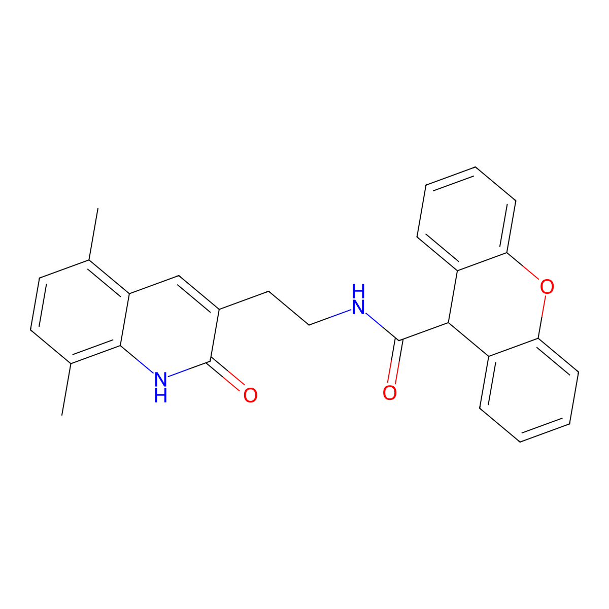 N-[2-(5,8-dimethyl-2-oxo-1H-quinolin-3-yl)ethyl]-9H-xanthene-9-carboxamide molecular structure, CAS 851407-31-3