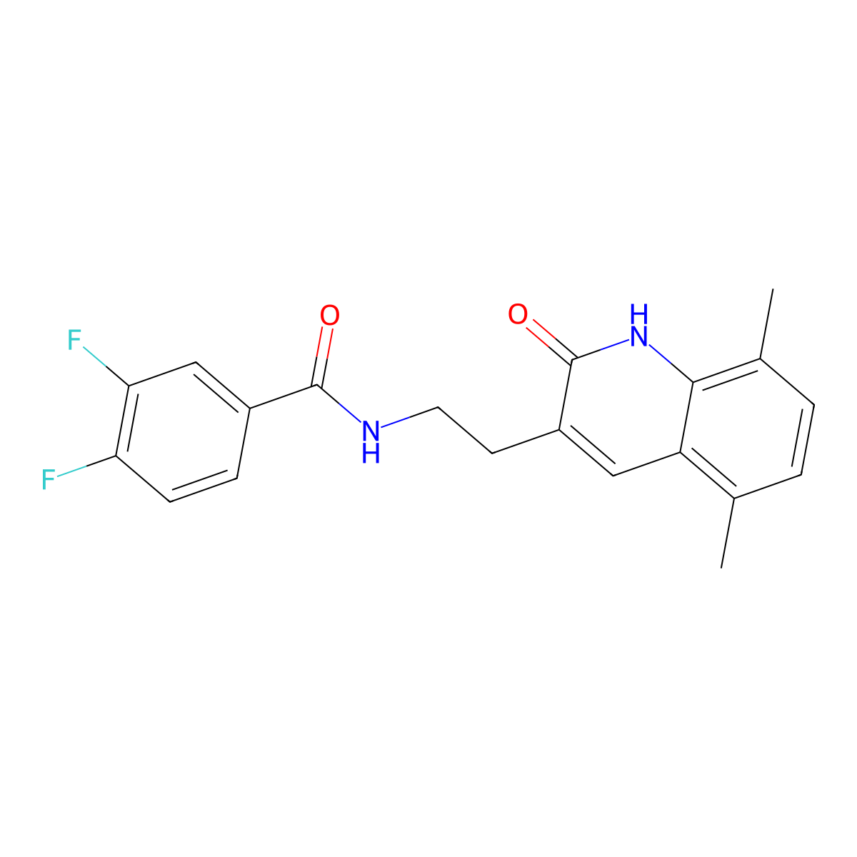 N-[2-(5,8-dimethyl-2-oxo-1H-quinolin-3-yl)ethyl]-3,4-difluorobenzamide molecular structure, CAS 851407-35-7