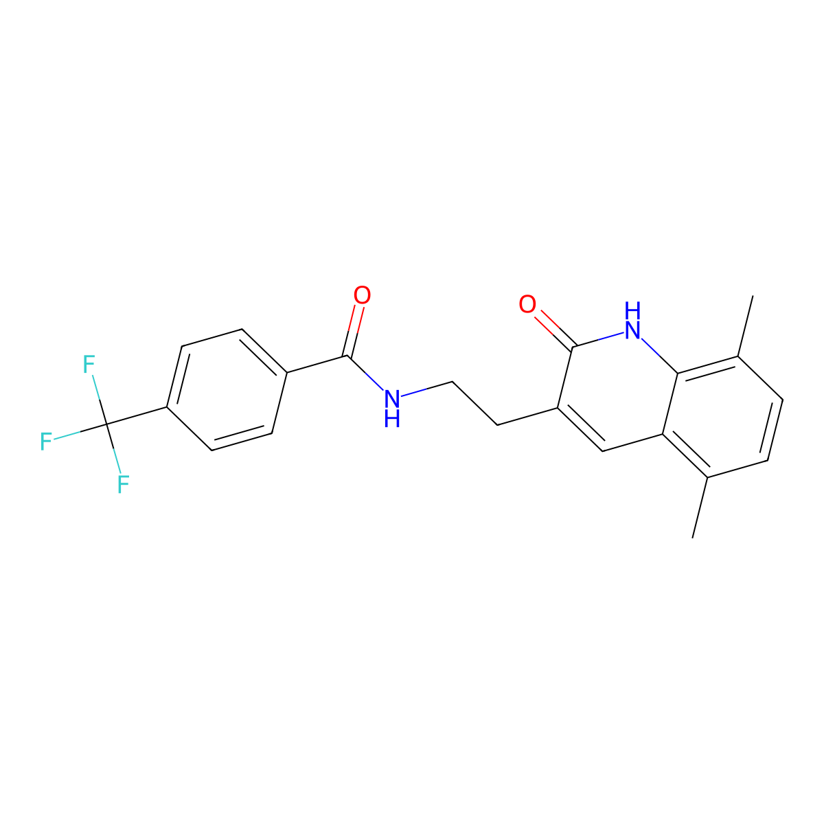 N-[2-(5,8-dimethyl-2-oxo-1H-quinolin-3-yl)ethyl]-4-(trifluoromethyl)benzamide molecular structure, CAS 851407-36-8