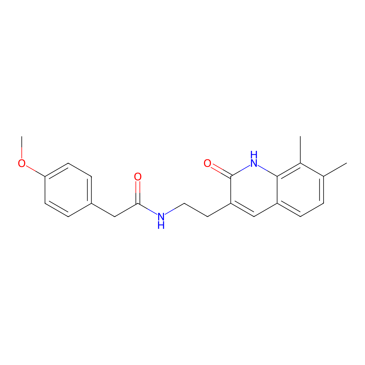 N-[2-(7,8-dimethyl-2-oxo-1H-quinolin-3-yl)ethyl]-2-(4-methoxyphenyl)acetamide molecular structure, CAS 851407-41-5