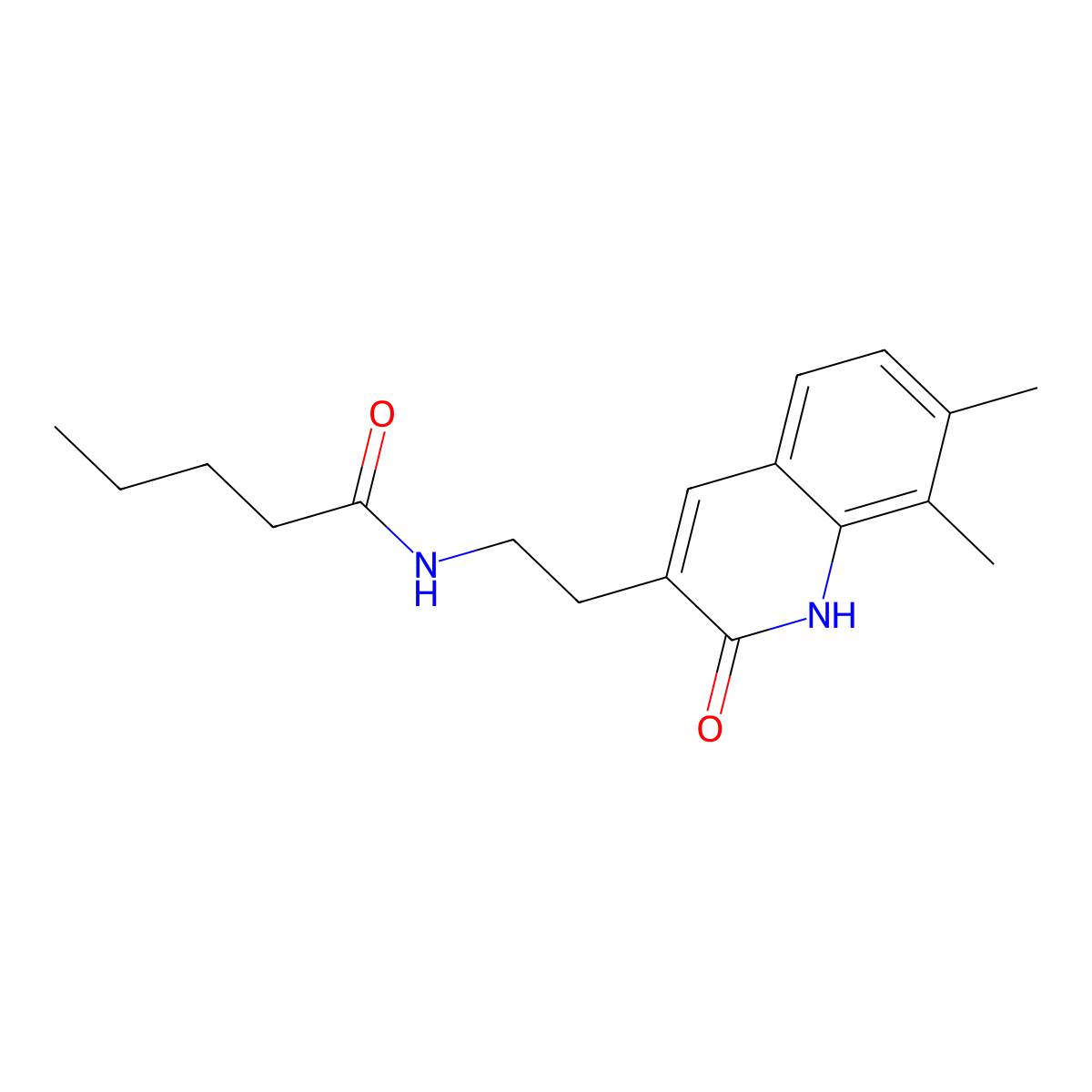 N-(2-(7,8-dimethyl-2-oxo-1,2-dihydroquinolin-3-yl)ethyl)pentanamide molecular structure, CAS 851407-43-7