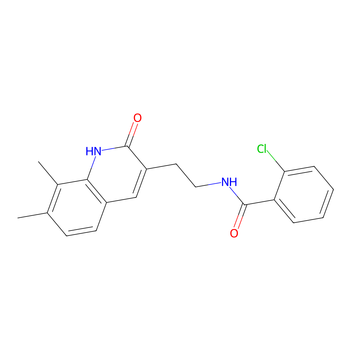 2-chloro-N-[2-(7,8-dimethyl-2-oxo-1H-quinolin-3-yl)ethyl]benzamide molecular structure, CAS 851407-47-1