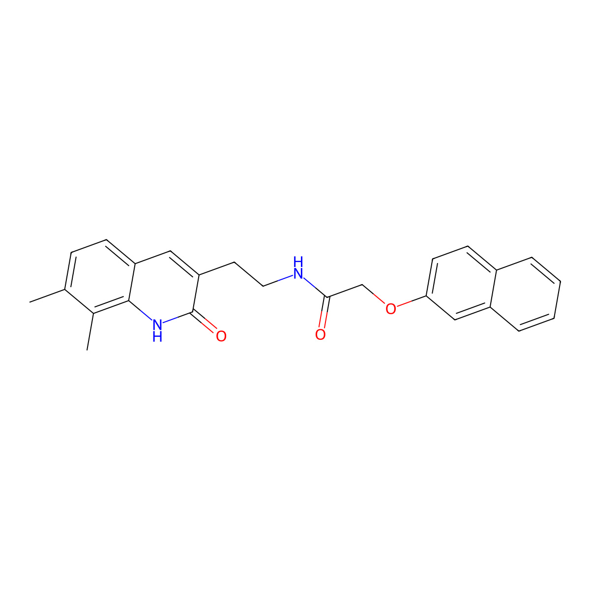 N-[2-(7,8-dimethyl-2-oxo-1H-quinolin-3-yl)ethyl]-2-naphthalen-2-yloxyacetamide molecular structure, CAS 851407-48-2