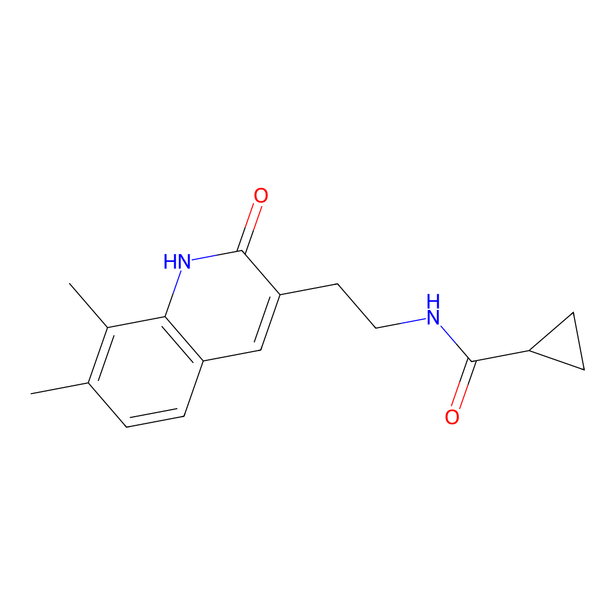 N-[2-(7,8-dimethyl-2-oxo-1H-quinolin-3-yl)ethyl]cyclopropanecarboxamide molecular structure, CAS 851407-55-1