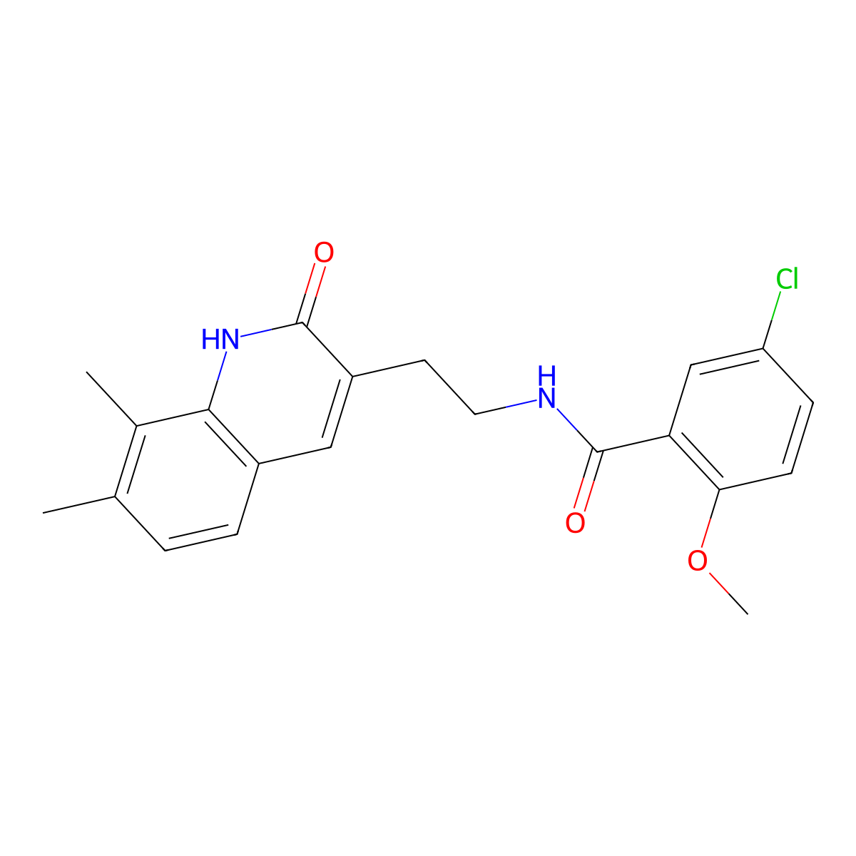 5-chloro-N-[2-(7,8-dimethyl-2-oxo-1H-quinolin-3-yl)ethyl]-2-methoxybenzamide molecular structure, CAS 851407-62-0