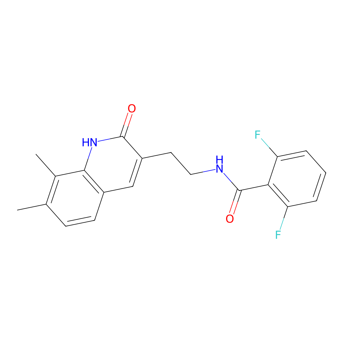 N-[2-(7,8-dimethyl-2-oxo-1H-quinolin-3-yl)ethyl]-2,6-difluorobenzamide molecular structure, CAS 851407-63-1