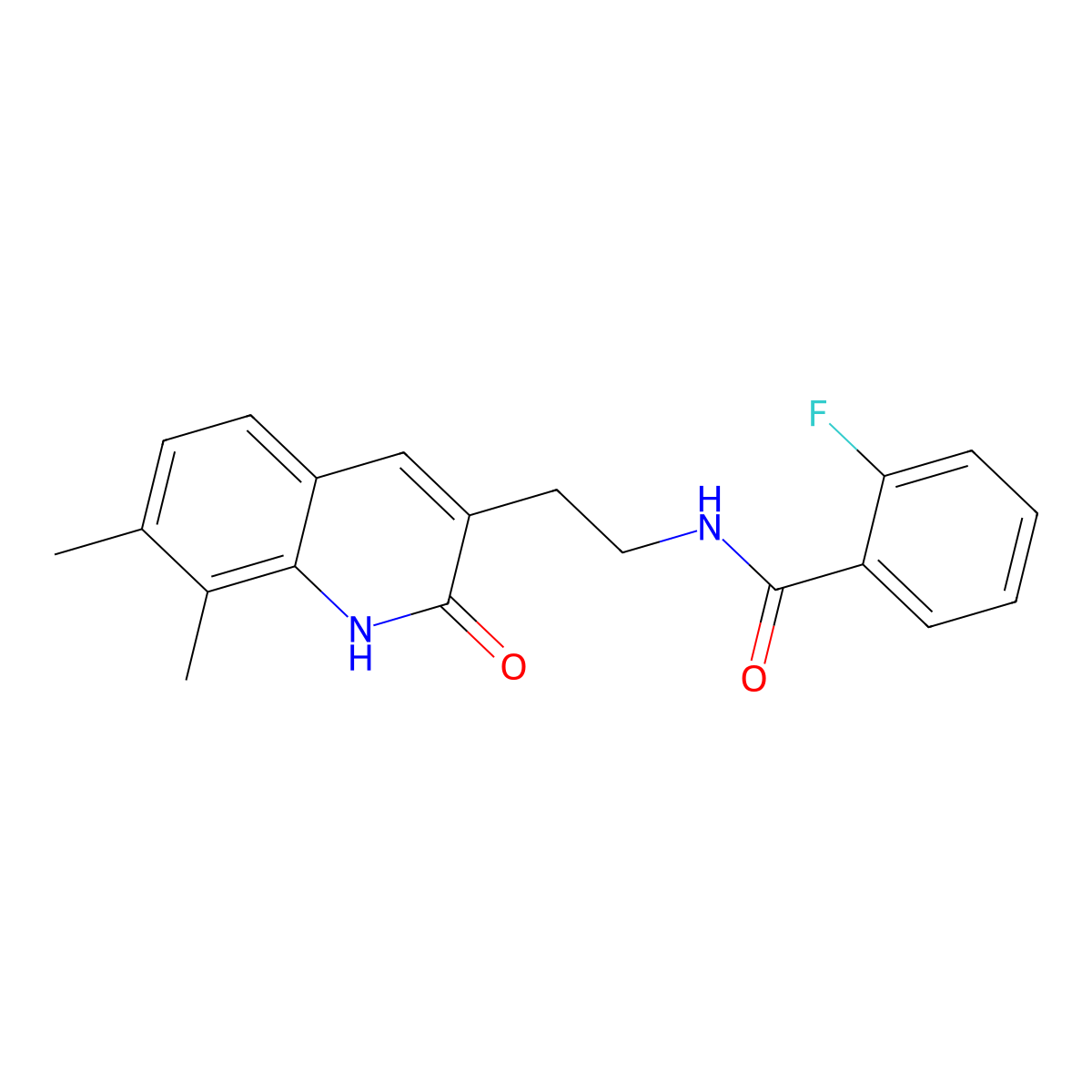 N-[2-(7,8-dimethyl-2-oxo-1H-quinolin-3-yl)ethyl]-2-fluorobenzamide molecular structure, CAS 851407-66-4