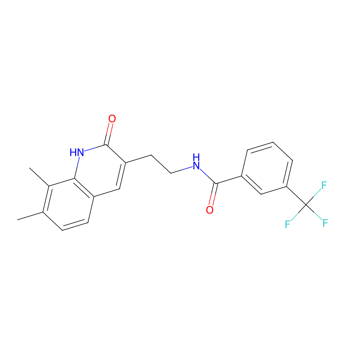 N-(2-(7,8-dimethyl-2-oxo-1,2-dihydroquinolin-3-yl)ethyl)-3-(trifluoromethyl)benzamide molecular structure, CAS 851407-67-5