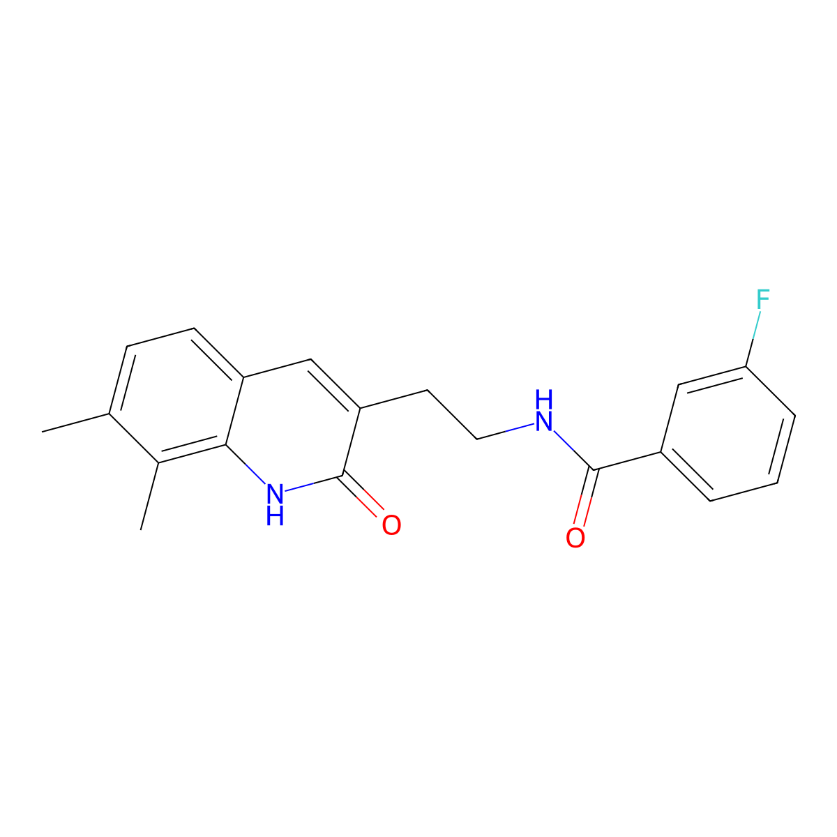 N-(2-(7,8-dimethyl-2-oxo-1,2-dihydroquinolin-3-yl)ethyl)-3-fluorobenzamide molecular structure, CAS 851407-68-6