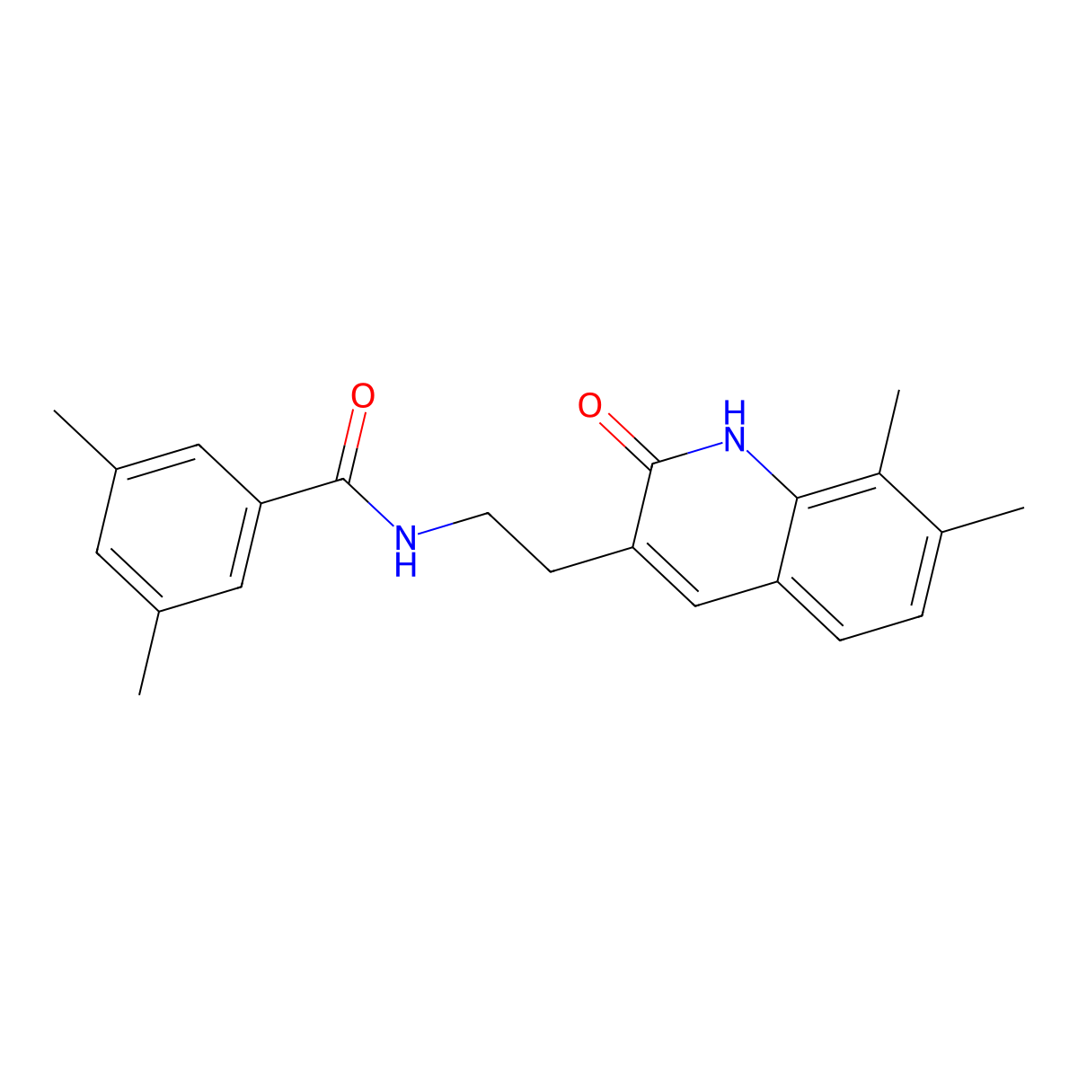 N-(2-(7,8-dimethyl-2-oxo-1,2-dihydroquinolin-3-yl)ethyl)-3,5-dimethylbenzamide molecular structure, CAS 851407-70-0