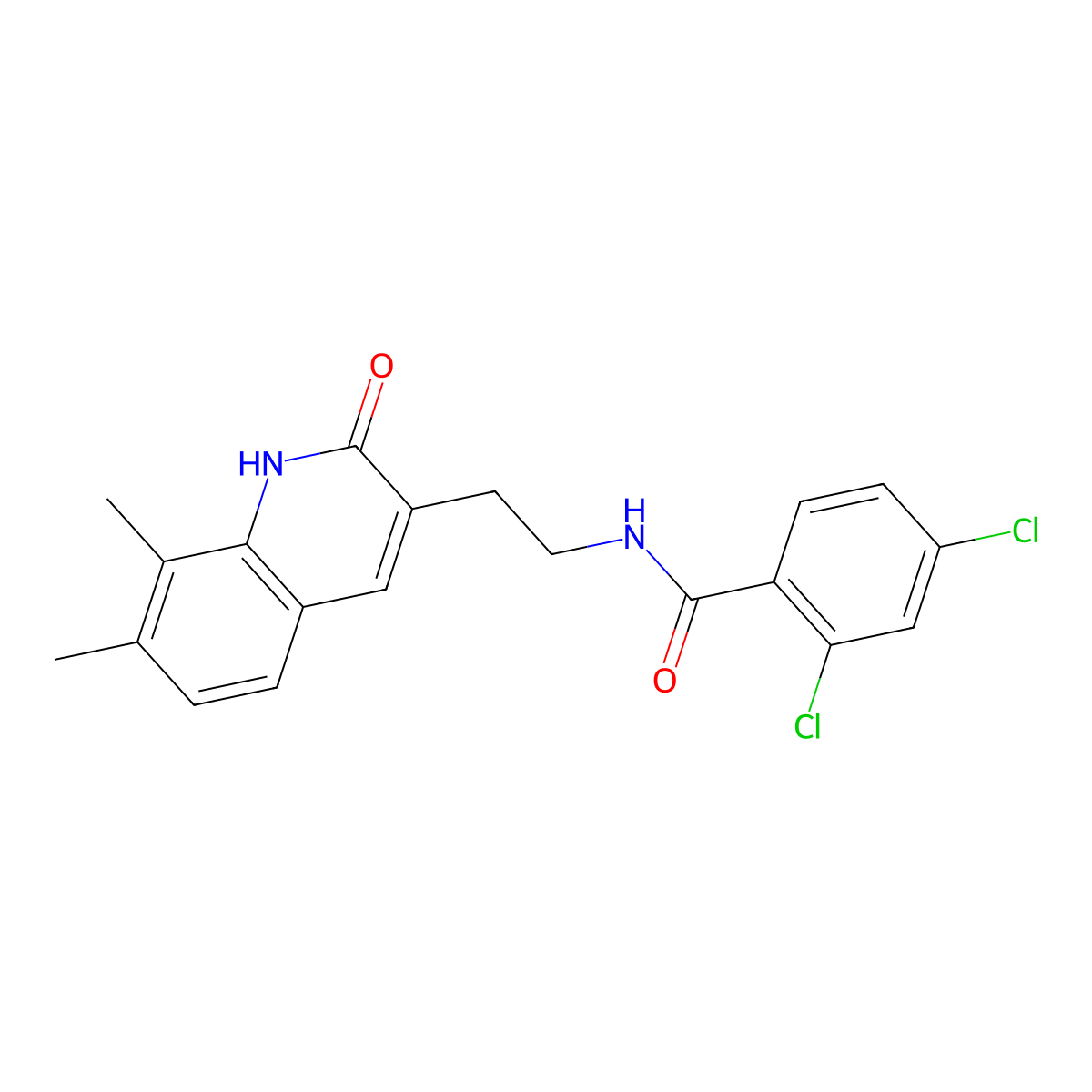 2,4-dichloro-N-[2-(7,8-dimethyl-2-oxo-1H-quinolin-3-yl)ethyl]benzamide molecular structure, CAS 851407-71-1