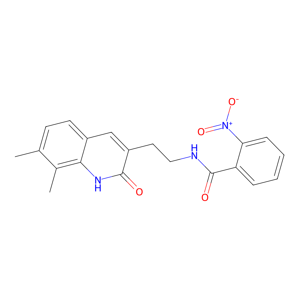 N-[2-(7,8-dimethyl-2-oxo-1H-quinolin-3-yl)ethyl]-2-nitrobenzamide molecular structure, CAS 851407-78-8