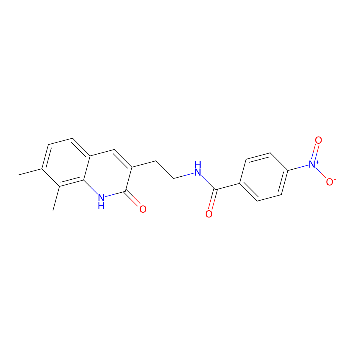 N-(2-(7,8-dimethyl-2-oxo-1,2-dihydroquinolin-3-yl)ethyl)-4-nitrobenzamide molecular structure, CAS 851407-86-8
