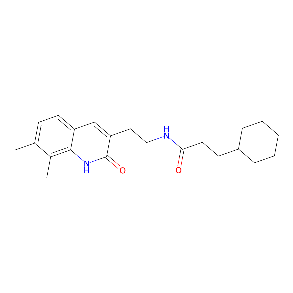 3-cyclohexyl-N-(2-(7,8-dimethyl-2-oxo-1,2-dihydroquinolin-3-yl)ethyl)propanamide molecular structure, CAS 851407-90-4