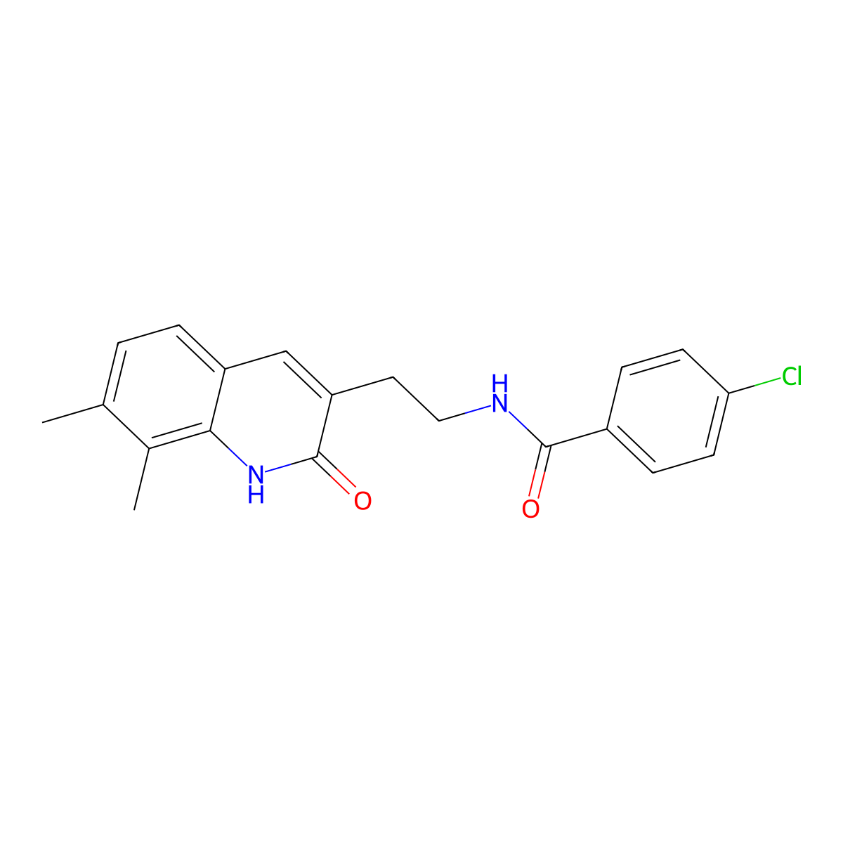 4-chloro-N-(2-(7,8-dimethyl-2-oxo-1,2-dihydroquinolin-3-yl)ethyl)benzamide molecular structure, CAS 851407-91-5