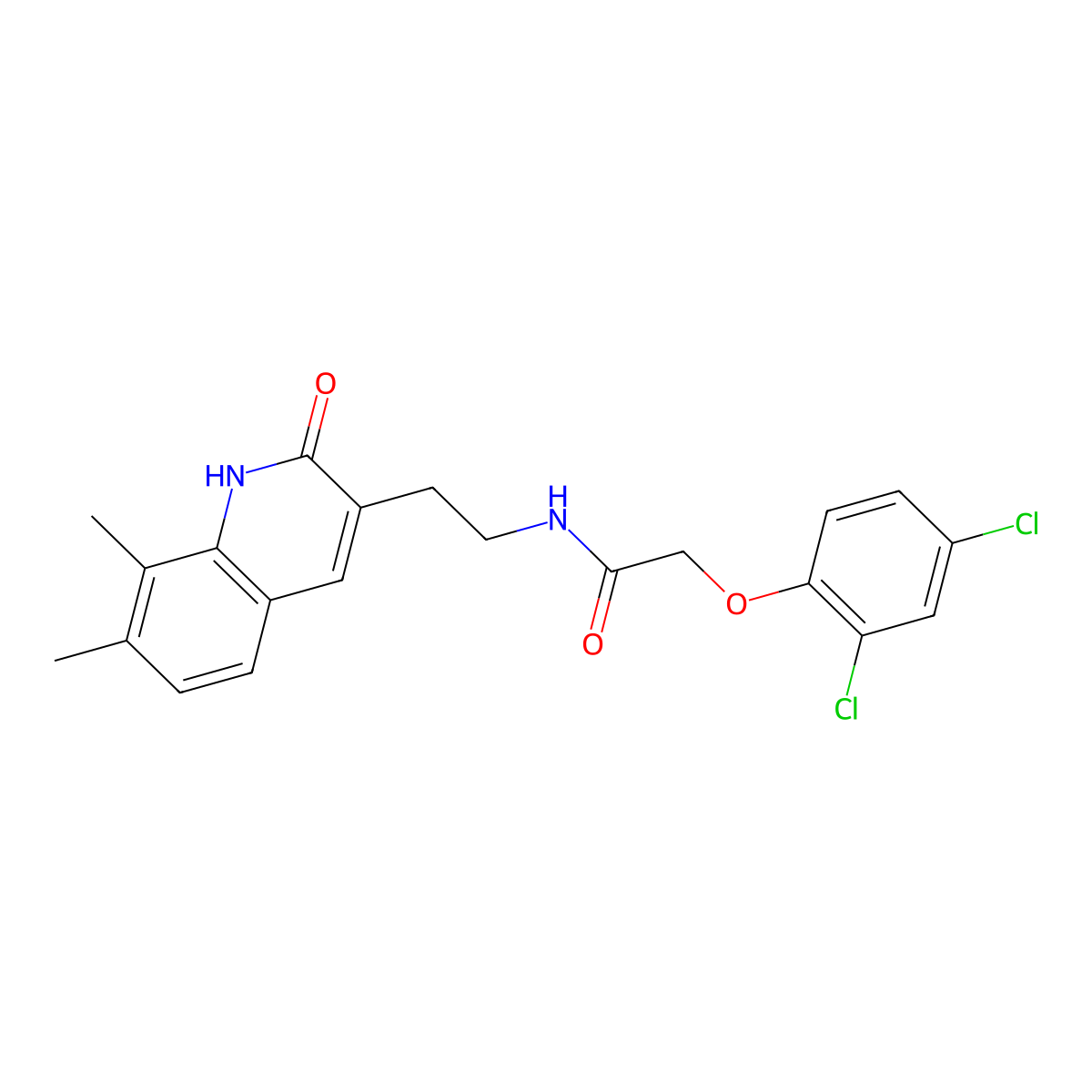 2-(2,4-dichlorophenoxy)-N-[2-(7,8-dimethyl-2-oxo-1H-quinolin-3-yl)ethyl]acetamide molecular structure, CAS 851408-08-7