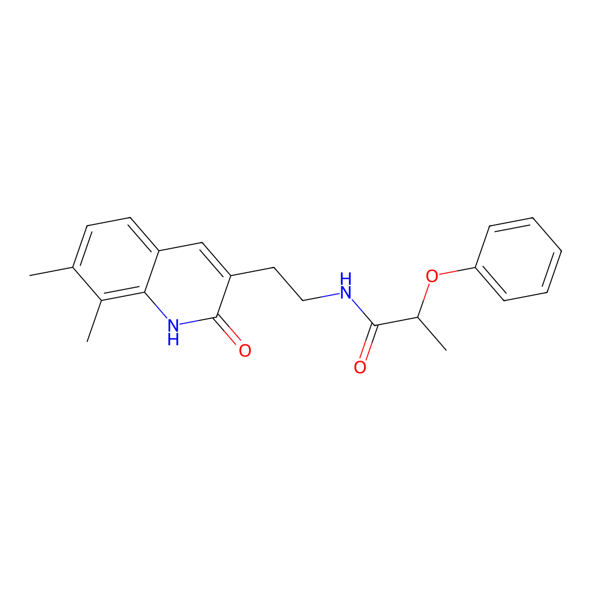 N-(2-(7,8-dimethyl-2-oxo-1,2-dihydroquinolin-3-yl)ethyl)-2-phenoxypropanamide molecular structure, CAS 851408-09-8