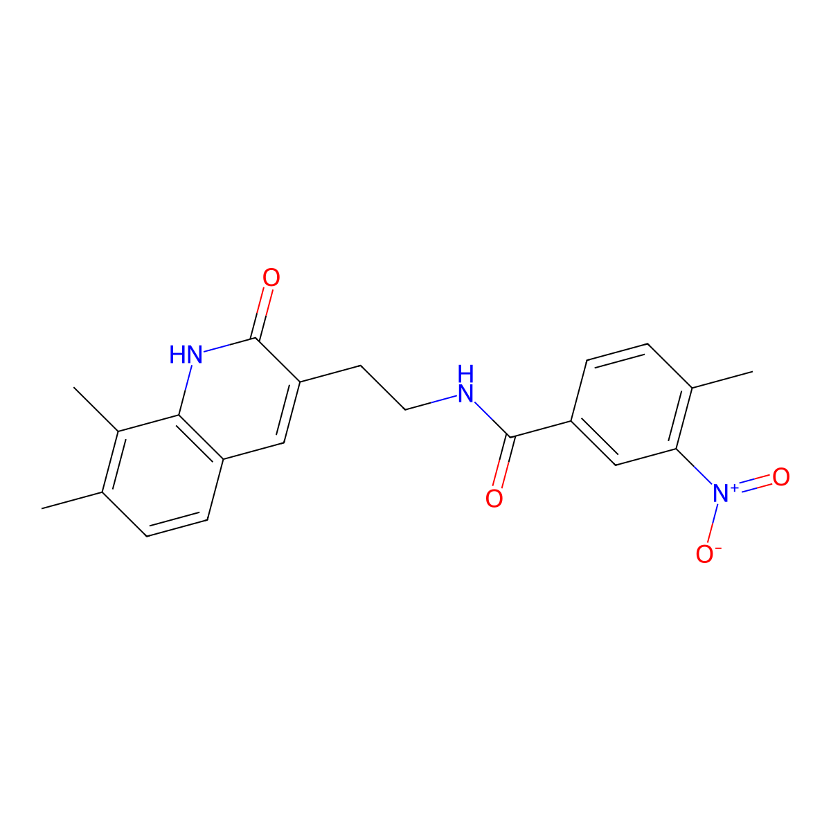 N-[2-(7,8-dimethyl-2-oxo-1H-quinolin-3-yl)ethyl]-4-methyl-3-nitrobenzamide molecular structure, CAS 851408-10-1