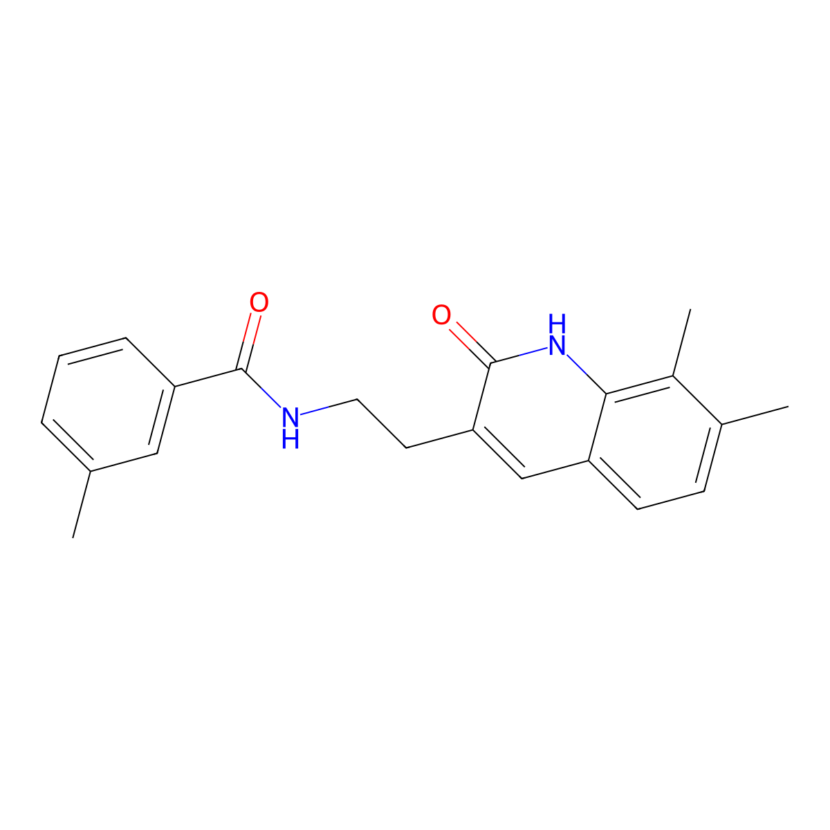 N-(2-(7,8-dimethyl-2-oxo-1,2-dihydroquinolin-3-yl)ethyl)-3-methylbenzamide molecular structure, CAS 851408-14-5