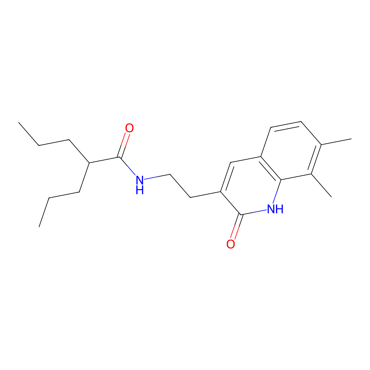 N-(2-(7,8-dimethyl-2-oxo-1,2-dihydroquinolin-3-yl)ethyl)-2-propylpentanamide molecular structure, CAS 851408-15-6