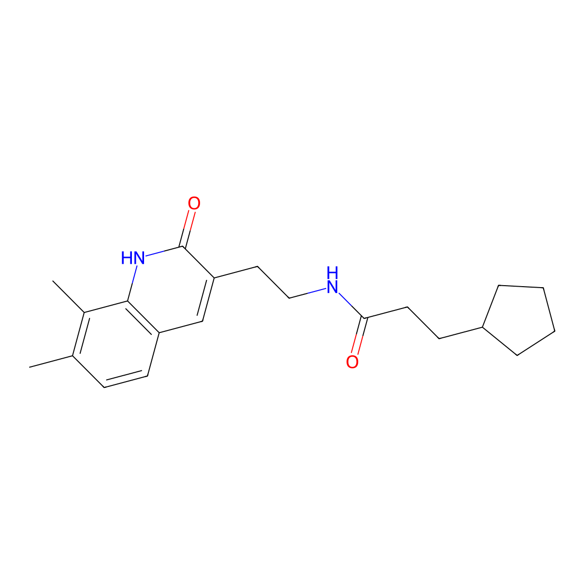 3-cyclopentyl-N-[2-(7,8-dimethyl-2-oxo-1H-quinolin-3-yl)ethyl]propanamide molecular structure, CAS 851408-18-9