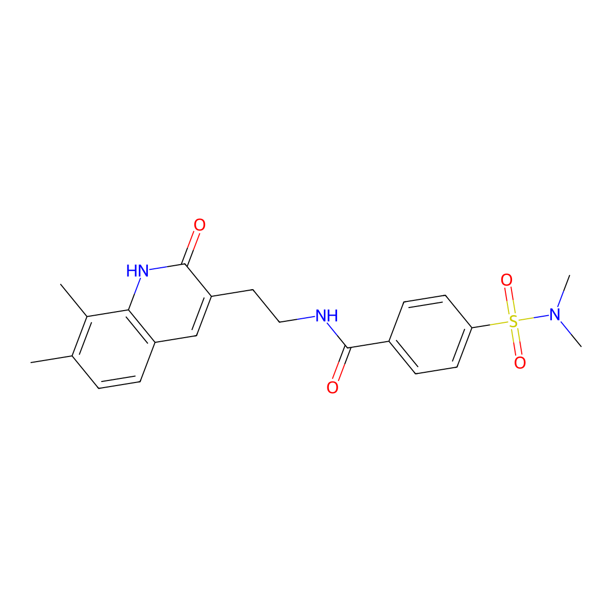 N-(2-(7,8-dimethyl-2-oxo-1,2-dihydroquinolin-3-yl)ethyl)-4-(N,N-dimethylsulfamoyl)benzamide molecular structure, CAS 851408-25-8